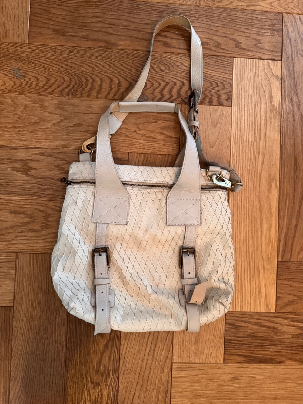 Vintage Boho Woven Leather Tote Bag - Women's Shoulder Bag